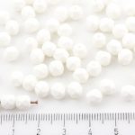 Round Faceted Fire Polished Czech Beads - White Silk Matte - 6mm