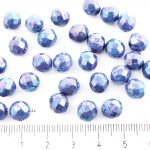 Round Faceted Fire Polished Czech Beads - Nebula Purple Opaque Turquoise Baby Blue - 8mm