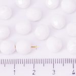 Round Faceted Fire Polished Czech Beads - White Alabaster Opal Luster - 8mm