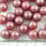 Round Czech Beads - Bordeaux Red Brown Pearl Imitation - 11mm
