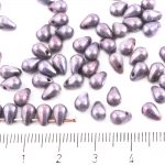 Teardrop Czech Beads - Nebula Purple White Alabaster Opal - 6mm