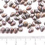 Teardrop Czech Beads - Nebula Purple Opaque Beige Brown Ivory - 6mm