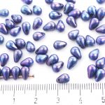 Teardrop Czech Beads - Nebula Purple Opaque Turquoise Baby Blue - 6mm