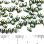 Teardrop Czech Beads - Opaque Turquoise Green Terracotta Bronze - 6mm