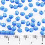 Round Faceted Fire Polished Czech Beads - Opal Aquamarine Blue - 4mm