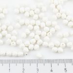 Round Faceted Fire Polished Czech Beads - White Silk Matte - 4mm
