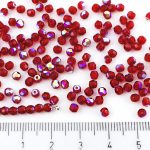 Round Faceted Fire Polished Czech Beads - Crystal Ruby Red Clear Ab Half - 3mm