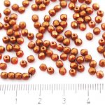 Round Faceted Fire Polished Czech Beads - Gold Shine Red Matte Pearl - 3mm