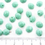 Round Faceted Fire Polished Czech Beads - Opaque Turquoise Green - 8mm