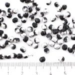 Round Faceted Fire Polished Czech Beads - Matte Jet Black Metallic Silver Labrador Half - 4mm