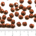 Round Faceted Fire Polished Czech Beads - Opaque Chocolate Brown - 6mm