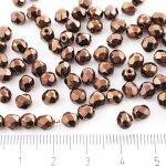 Round Faceted Fire Polished Czech Beads - Metallic Light Bronze Luster - 5mm