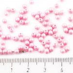 Round Czech Beads - Matte Pearl Rosaline Pink Cotton Candy - 0.3x0.3x0.3cm