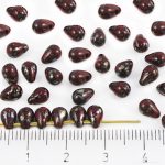 Teardrop Czech Beads - Picasso Silver Opaque Coral Red - 6mm