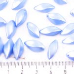 Flower Petal Twisted Czech Beads - Pastel Pearl Light Sapphire Blue - 16mm