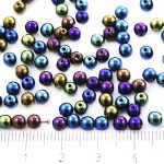 Round Czech Beads - Metallic Iris Blue - 4mm