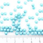 Round Czech Beads - Turquoise Matte Pearl Imitation - 4mm