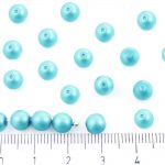 Round Czech Beads - Turquoise Matte Pearl Imitation - 6mm