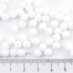 Round Czech Beads - Matte White Alabaster Opal Frosted Sea Glass - 6mm
