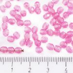 Round Faceted Fire Polished Czech Beads - Crystal Rose Pink Opal - 4mm