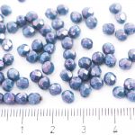 Round Faceted Fire Polished Czech Beads - Nebula Purple Opaque Turquoise Baby Blue - 4mm