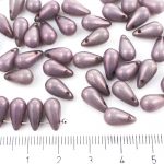Teardrop Czech Beads - White Alabaster Opal Vega Purple Luster - 11mm