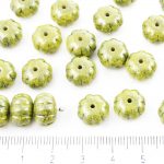 Squashed Melon Halloween Pumpkin Fruit Czech Beads - Opaque Citrine Yellow Lemon Blue Terracotta - 11mm