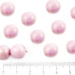 Round Czech Beads - White Alabaster Opal Pink Luster - 12mm