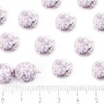 Round Czech Beads - Chalk White Purple Bronze Marble Luster - 12mm
