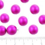 Round Czech Beads - Matte Pearl Fuchsia Pink - 12mm