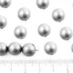 Round Czech Beads - Matte Pearl Gray Dark Silver - 10mm