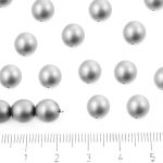 Round Czech Beads - Matte Pearl Gray Dark Silver - 8mm
