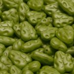 Flat Leaf Carved Czech Beads - Matte Olive Green - 12mm x 7mm