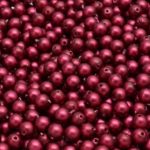 Round Czech Beads - Imitation Pearl Dark Red Matte - 4mm