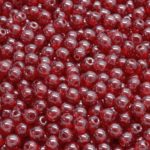 Round Czech Beads - Crystal Ruby Red White Luster - 4mm