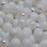 Round Czech Beads - Opaque Ab Chalk White - 8mm