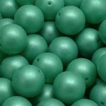 Round Czech Beads - Emerald Light Green Pearl Imitation - 11mm