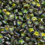 Star Czech Glass Beads - Crystal Metallic Dichroic Vitrail Green Pink Half - 6mm x 6mm