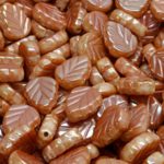 Mint Leaf Czech Beads - Apricot Orange Ab Light Brown Luster - 10mm x 08mm