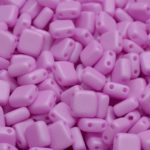 Two Hole Czech Beads - Light Purple Amethyst Silk Matte Sugar Pink - 6mm