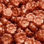 Anemone Flower Round Czech Beads - Copper Luster - 10mm x 10mm