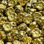 Anemone Flower Round Czech Beads - Metallic Gold - 10mm x 10mm