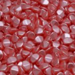 Pinch Czech Beads - Pastel Pearl Light Coral Red - 5mm