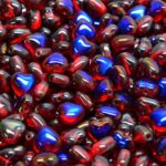 Heart Shaped Small Czech Beads - Crystal Red Metallic Blue Azure Half - 6mm