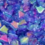 Holes Flat Tulip Bell Flower Czech Beads - Crystal Alaska Blue Purple Green Ab - 09mm x 09mm