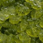 Maple Carved Czech Beads - Crystal Olivine Green Light Maple - 11mm x 13mm