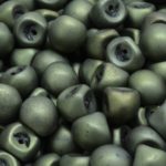 Mushroom Czech Beads - Metallic Matte Bronze Green Luster - 9mm