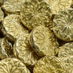Large Origami Focal Flower Czech Beads - Metallic Gold - 18mm x 18mm