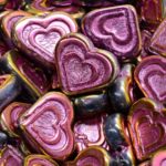 Valentines Wedding Heart In Czech Beads - Marea Gold Purple Valentine Pink Ab - 14mm x 16mm