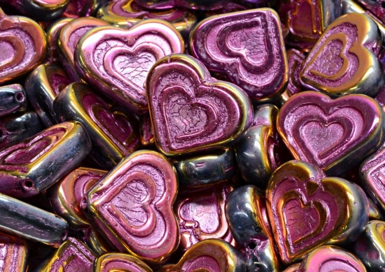 Valentines Wedding Heart In Czech Beads